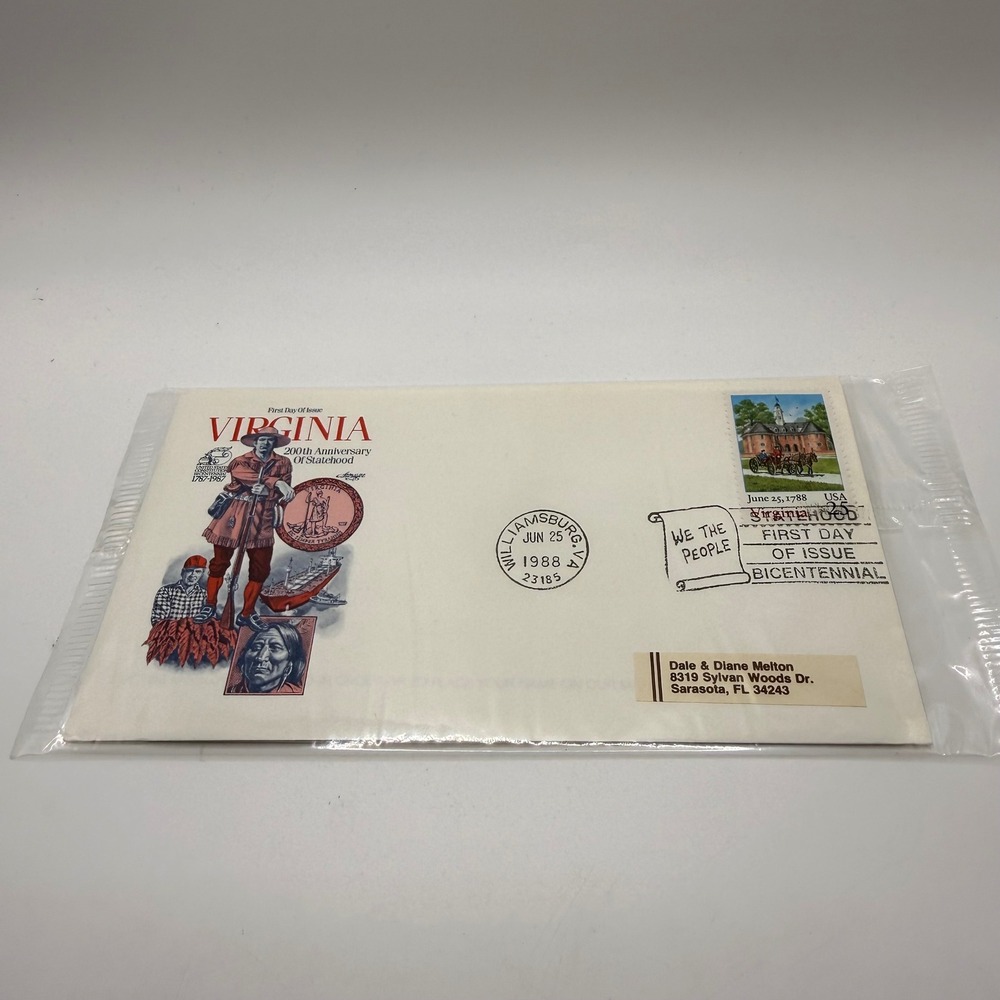 1988 Virginia Statehood 200th Anniversary First Day of Issue FDC USPS Envelope